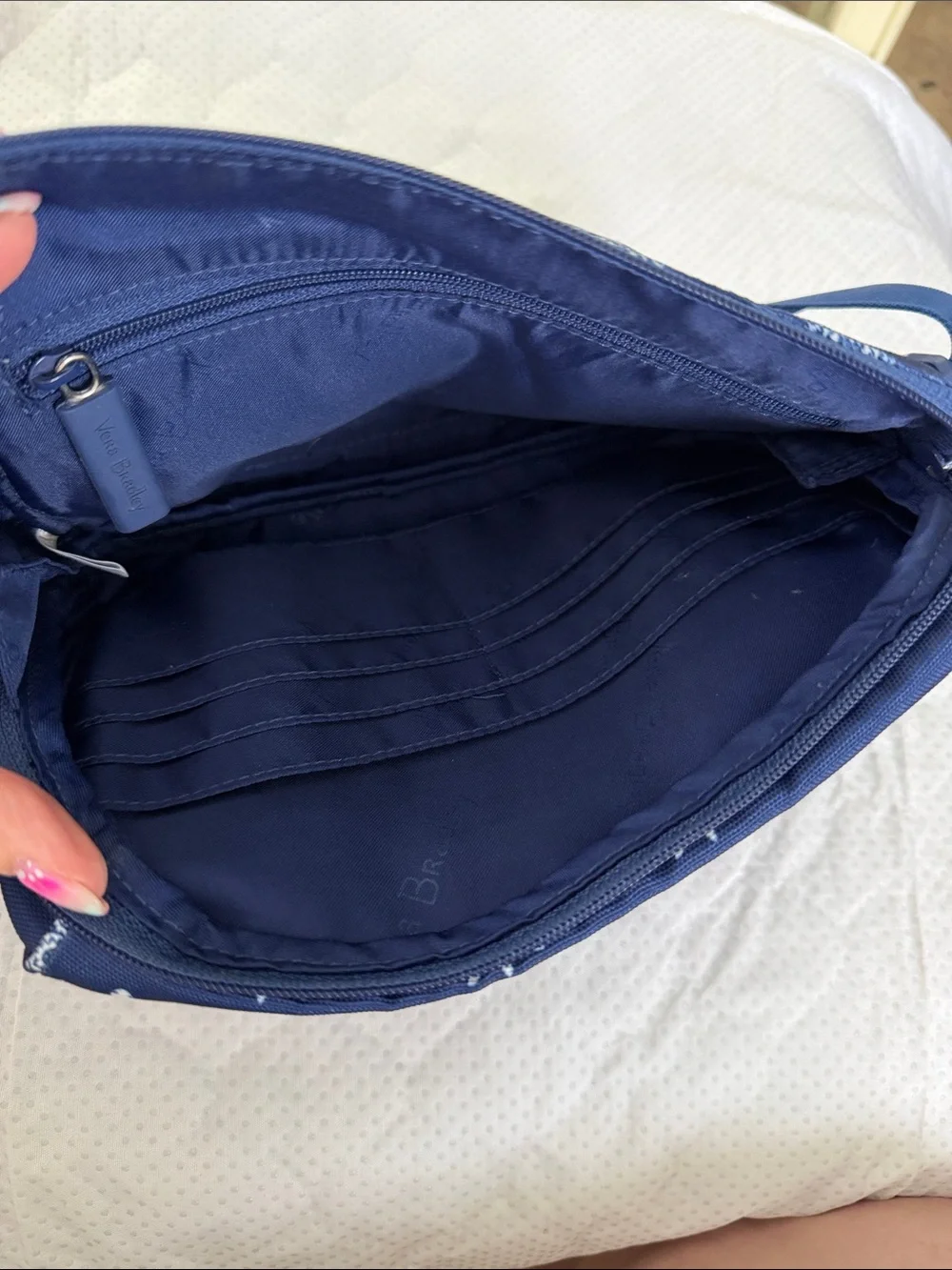 Vera Bradley Navy Turtle Print Belt Bag with Orange Logo Patch